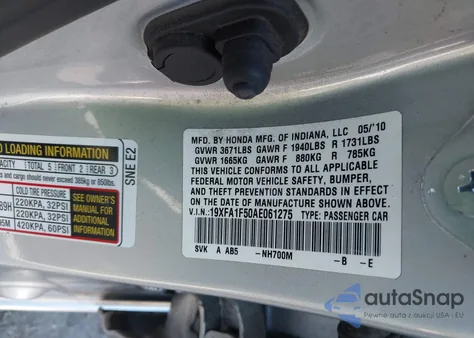 2010 Honda Civic Lx из США, поврежденный, VIN 19XFA1F50AE061275